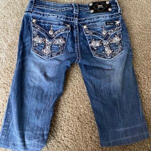 Miss Me Blue Skinny Jeans with Silver Embellishments